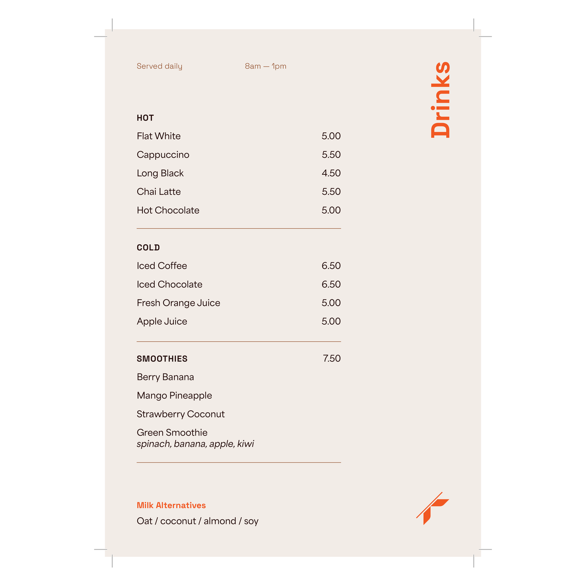 Hospitality Menu
