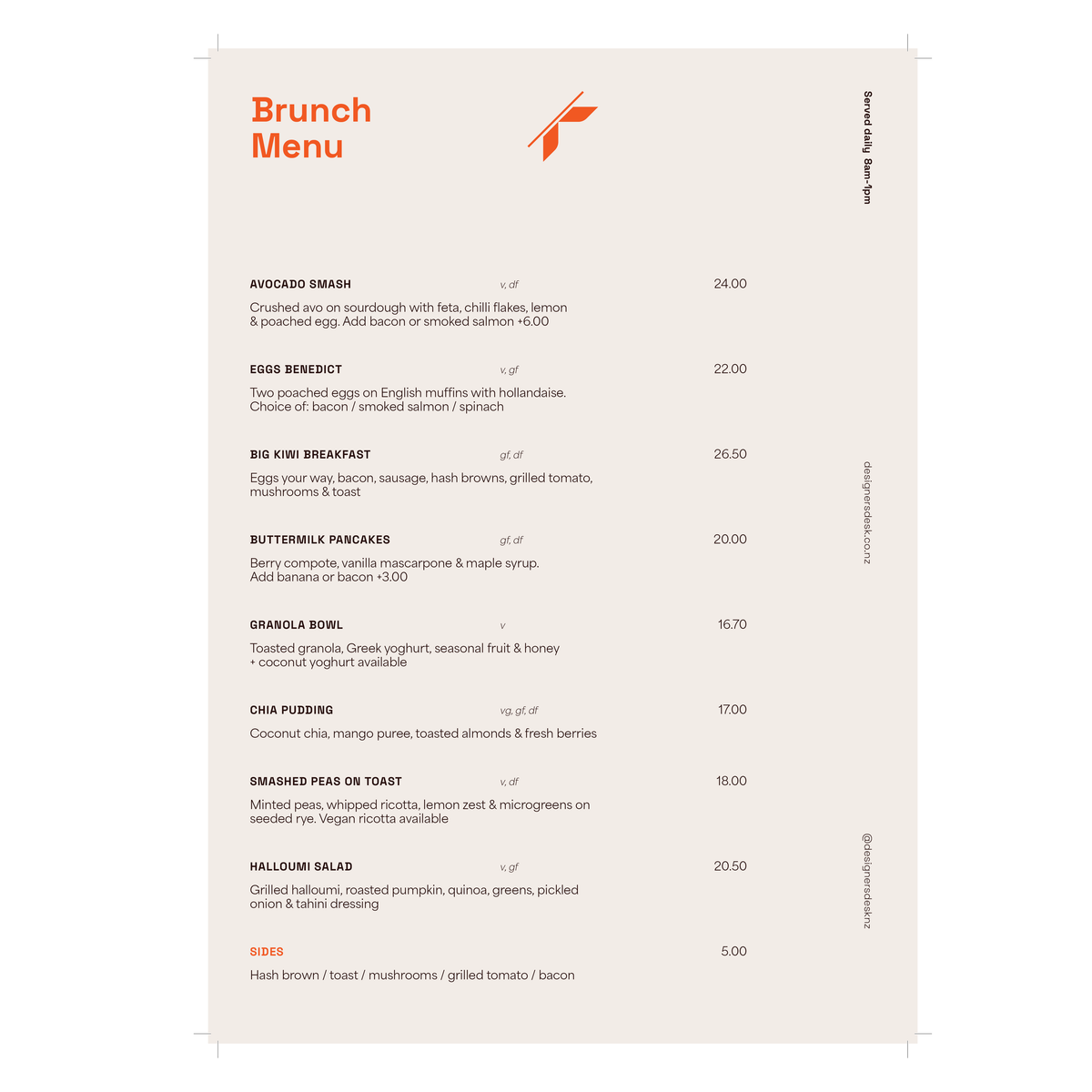 Hospitality Menu